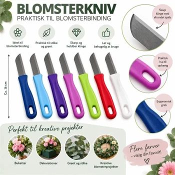 Blomsterkniv til blomsterbinding ca. 16 cm i flere farver