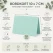 Infografik bordkort 10x7 cm mintgrøn tekstureret karton 10 stk med mål og produktfordele