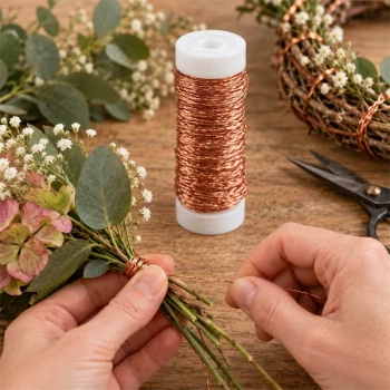 Bouillontråd kobber til blomsterbinding – dekorativ kobbertråd vikles omkring blomster og grene