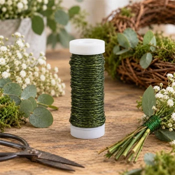 Mørkegrøn bouillontråd til blomsterbinding, kranse og dekorationer