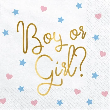 Servietter Boy or Girl 33cm x 33cm, 20 stk. borddækning