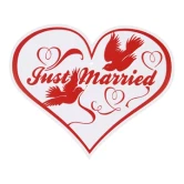 Metal hjerte Bryllup æresport Just Married hvid/rød bryllupspynt
