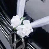 Bryllupsdekoration til bil, tyl med roser og blade 1,7m bryllups