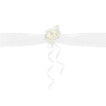 Bryllupsdekoration til bil med creme blomster og fjer 1,8m, 2 stk. bryllupspynt