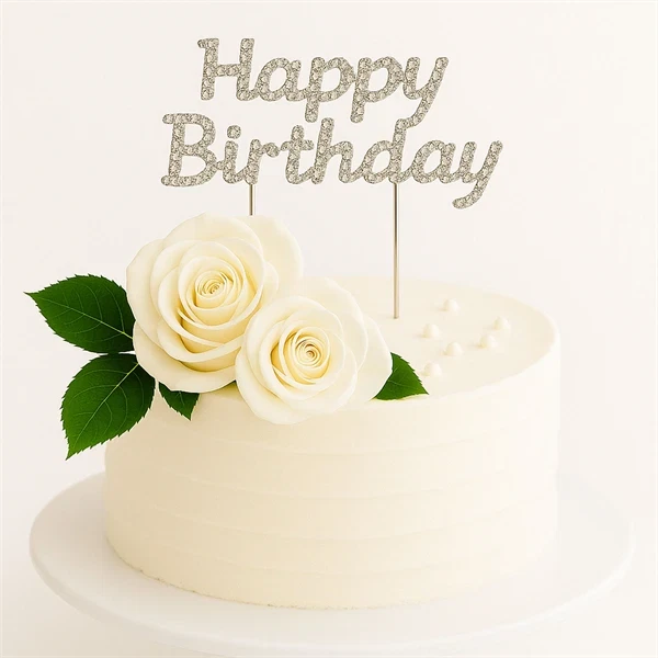 Happy Birthday på pind rhinsten 15cm fødselsdag