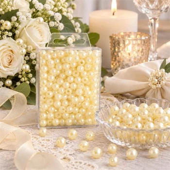 Creme perler 8 mm til bryllup, bordpynt og blomsterdekoration