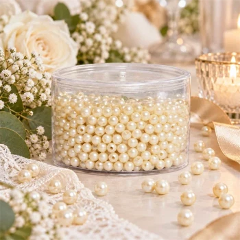 Creme perler 8 mm som elegant bordpynt til bryllup og fest