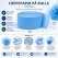Infografik af lyseblå crepepapir rulle 24,6 meter x 4,5 cm – perfekt til pynt, DIY, guirlander og papirblomster