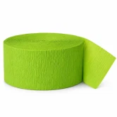 Packshot af lime grønt crepepapir på rulle 24,6m x 4,5cm på hvid baggrund