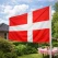 Dannebrogsflag 90x150 cm på flagstang i have til fødselsdag og dansk fest