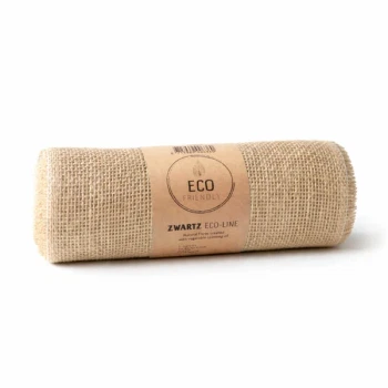 Decojute bordløber i beige jute 30 cm x 5 m rullet sammen på hvid baggrund