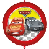 Disney Cars rund folie ballon 45 cm med Lightning McQueen og Jackson Storm til børnefødselsdag og Cars temafest.