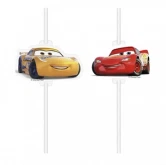 Pakke med Disney Cars papirsugerør med motiver af Lyn McQueen og Cruz Ramirez til Cars temafødselsdag.