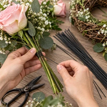 Sort elefanttråd til blomsterbinding anvendt på buket