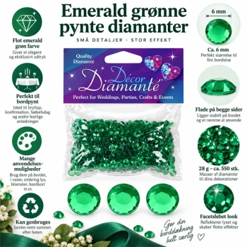Emerald grønne pynte diamanter 6 mm til bordpynt – 28 g ca. 550 stk.