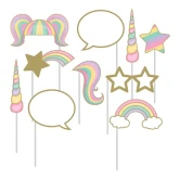 Photobooth selfie props Unicorn - Enhjørning, 10 stk. festartikler