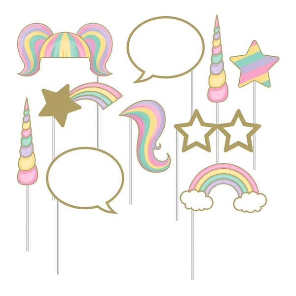 Photobooth selfie props Unicorn - Enhjørning, 10 stk. festartikler