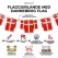 Infografik af flagguirlande med Dannebrog flag i plast 4 meter med 12 flag, vejrbestandig og perfekt til fødselsdag og fest