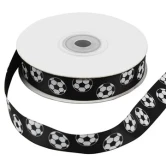 Bånd Fodbold hvid/sort 1,5cm x 6m festpynt