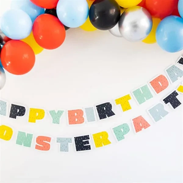 Guirlande Monster Happy Birthday 1,5m børnefødselsdg