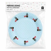 Fødselsdag paptallerkener 18 cm med danske soldater og Dannebrog flag – 8 stk