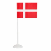 Fødselsdagsflag til bord med fod 8 stk – Dannebrog bordflag med hvid fod på hvid baggrund