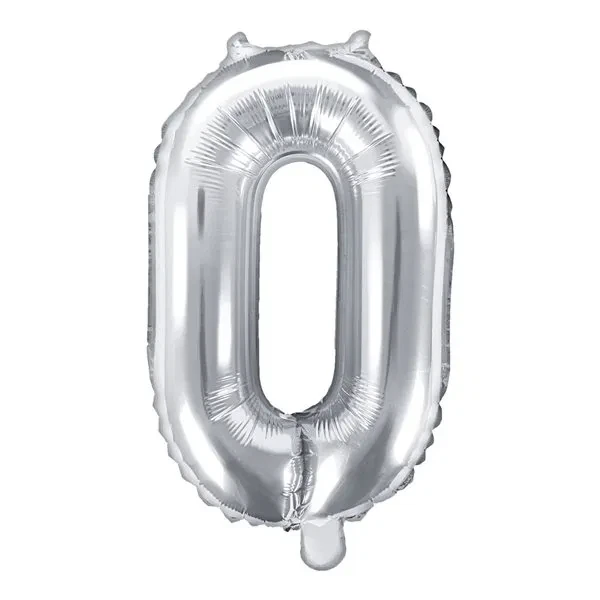 Folieballon tal 0 sølv 35cm ballontal