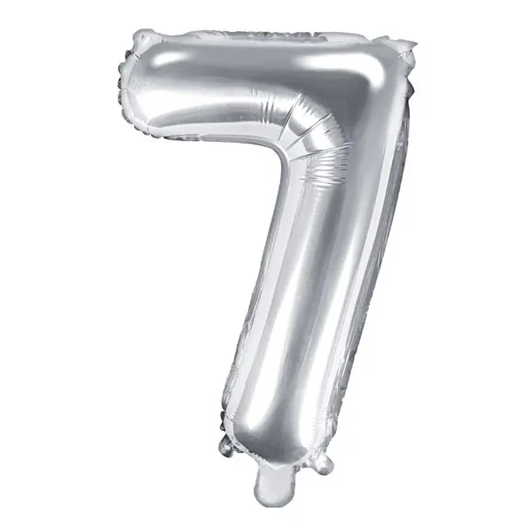 Folieballon tal 7 sølv 35cm ballontal