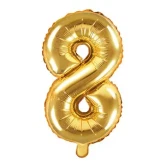 Folieballon tal 8 guld 35cm talballon