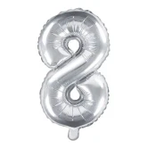 Folieballon tal 8 sølv 35cm ballontal