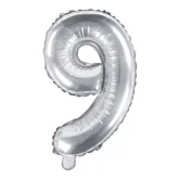 Folieballon tal 9 sølv 35cm ballontal