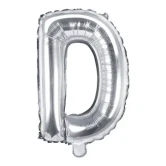 Folieballon bogstav D sølv 35cm bogstavballoner