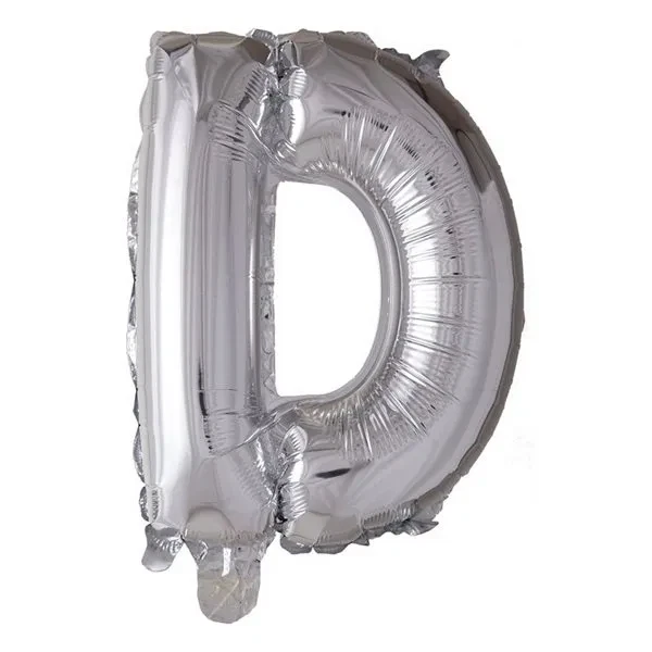 Folieballon bogstav D sølv 41cm festpynt