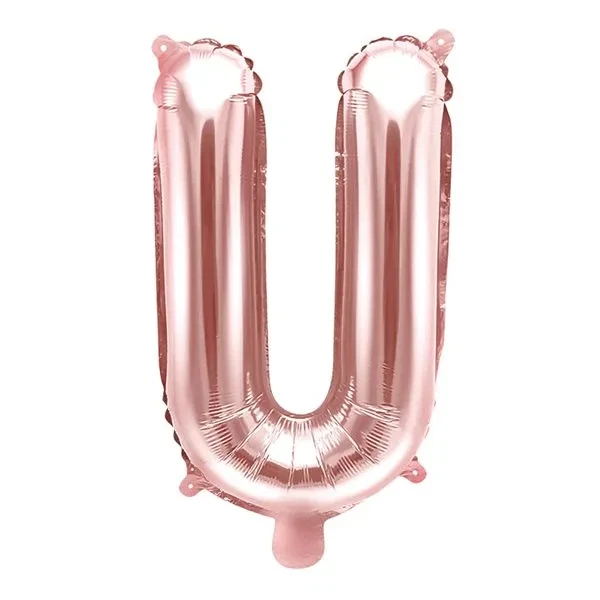Folieballon bogstav U rosegold 35cm bogstavballoner