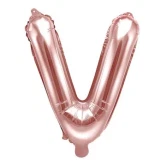 Folieballon bogstav V rosegold 35cm bogstavballoner
