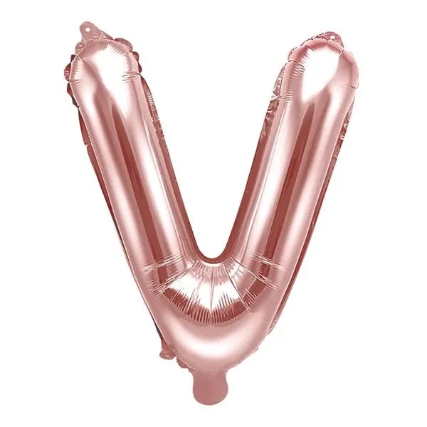 Folieballon bogstav V rosegold 35cm bogstavballoner