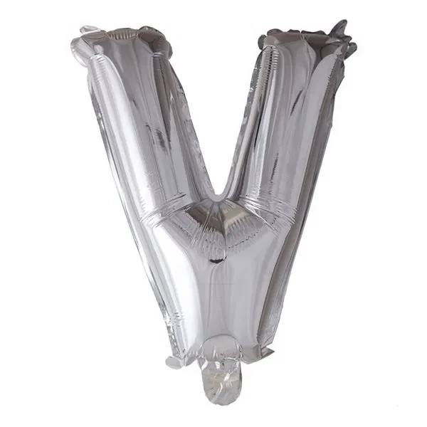 Folieballon bogstav V sølv 41cm festpynt