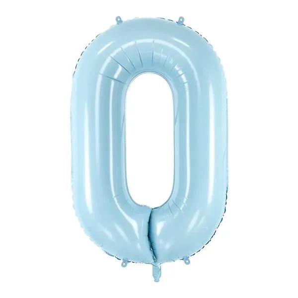 Folieballon tal 0 lyseblå 86cm talballon