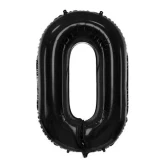 Folieballon tal 0 sort 86cm talballon