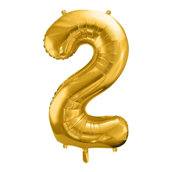 Folieballon tal 2 guld 86cm talballoner