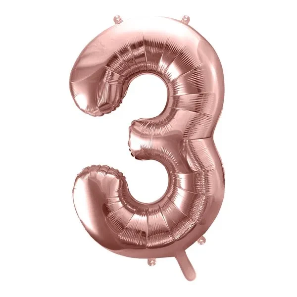 Folieballon tal 3 rosegold 86cm talballon