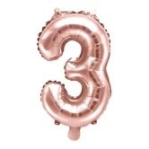 Folieballon tal 3 rosegold 35cm talballon