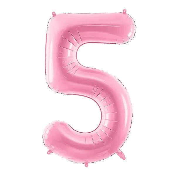 Folieballon tal 5 lys pink 86cm talballon