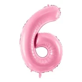 Folieballon tal 6 lys pink 86cm talballon