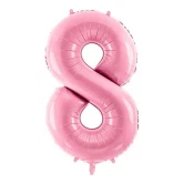 Folieballon tal 8 lys pink 86cm talballon