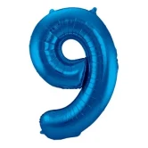 Folieballon tal 9 blå 86cm talballoner