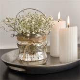 Fyrfadsstage med hank antik sølv 9cm vase
