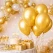Guld metal balloner med helium til fest dekoration med kage og gavebord