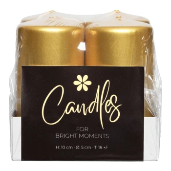 Bloklys guld 5cm x 10cm, 4 stk. borddækning