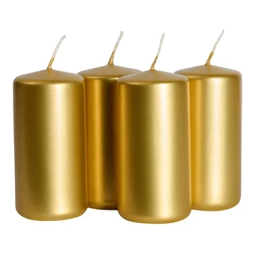 Bloklys guld 5cm x 10cm, 4 stk. stearinlys